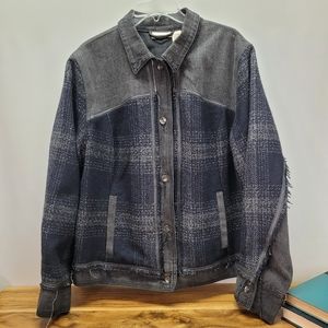 DKNY plaid and denim jacket, plus size